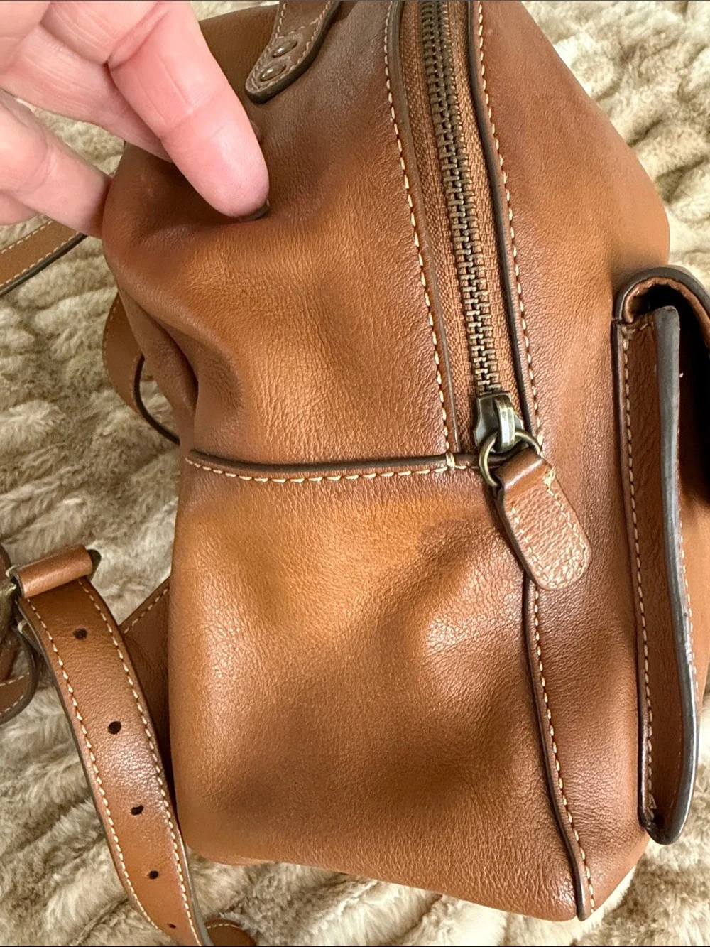 Frye Cognac Brown Leather Mini Backpack